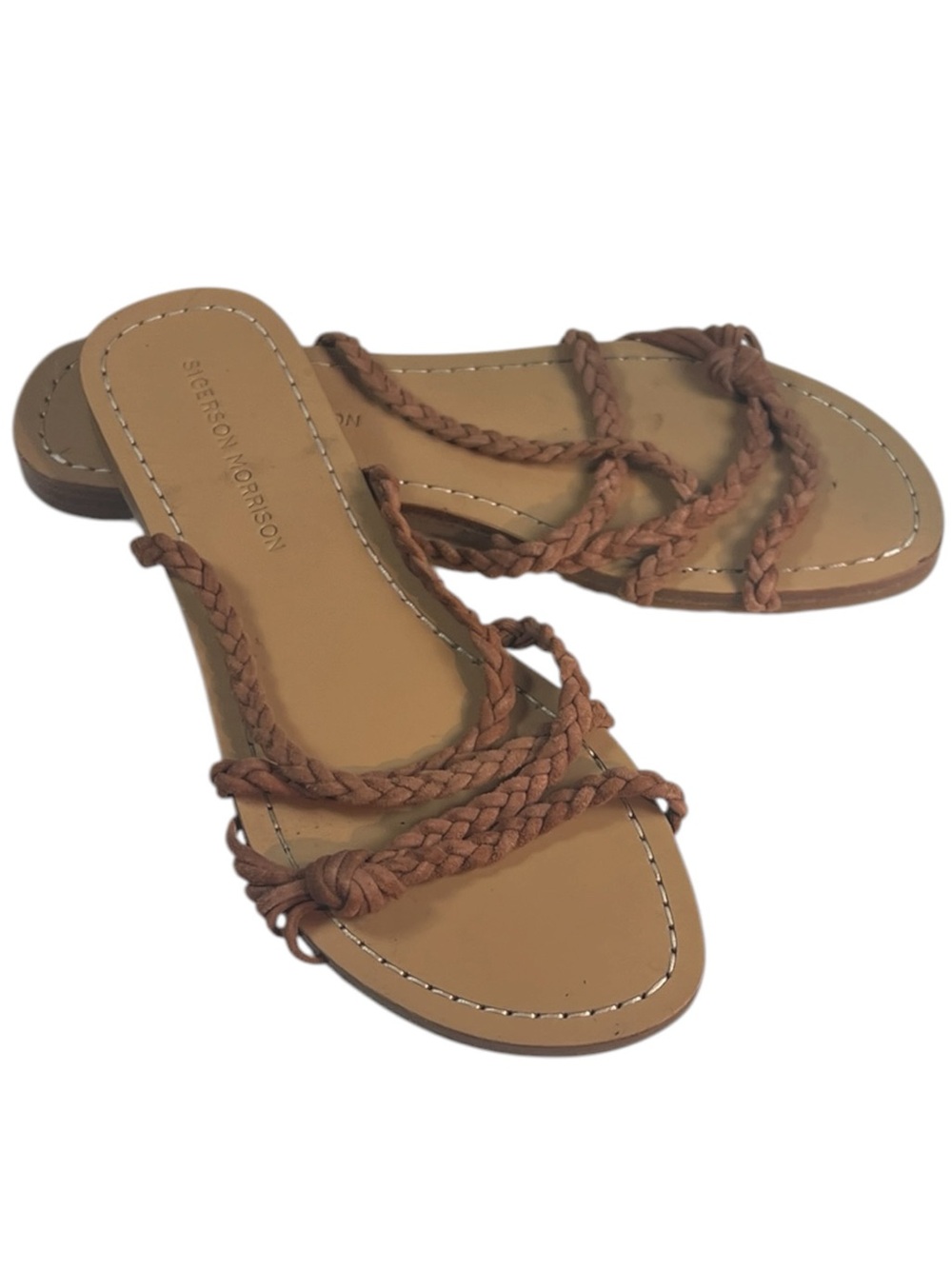 Siegerson Morrison Braided Tan Slide Sandals Beachy Summer Sprong Resort Cruise